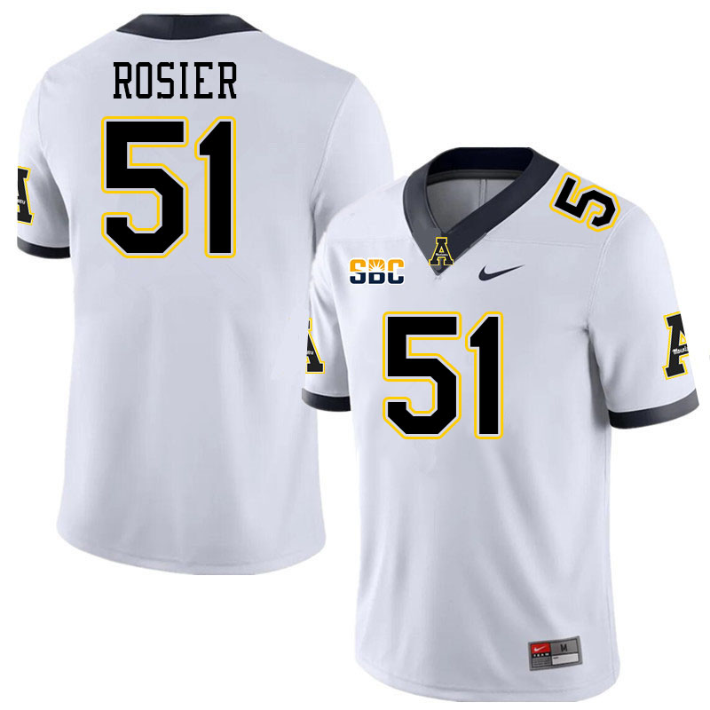 Men #51 Anthony Rosier Appalachian State Mountaineers College Football Jerseys Stitched-White